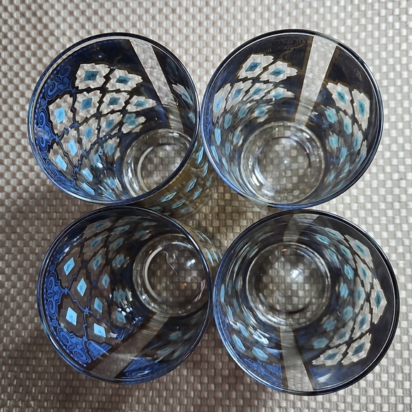 Set of 4 Culver Valencia 22K Gold & Aqua Highball Mid Century Modern Set #2 - Picture 4 of 5